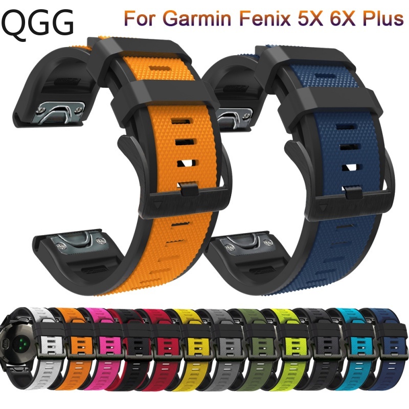 【QGG】適用佳明 Garmin Fenix 7X 6X Pro 5X Plus 3 3HR mk1雙色快拆錶帶矽膠腕帶