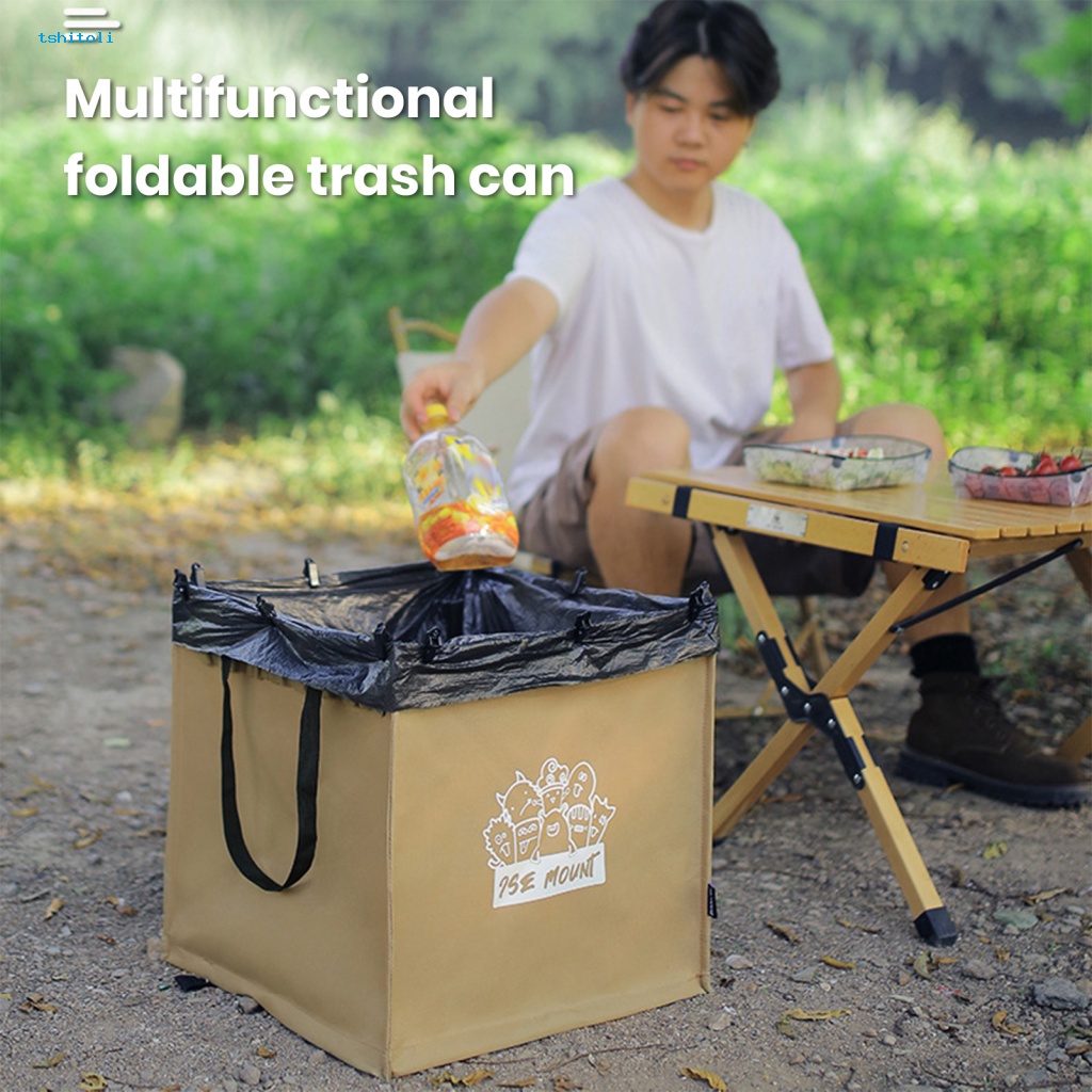 Ts 可折疊垃圾袋可折疊垃圾袋便攜式防水可折疊垃圾袋,適用於露營和草坪雜物大容量垃圾桶,帶加固手柄