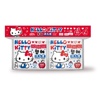 Hello Kitty塑軸棉花棒100支×6包
