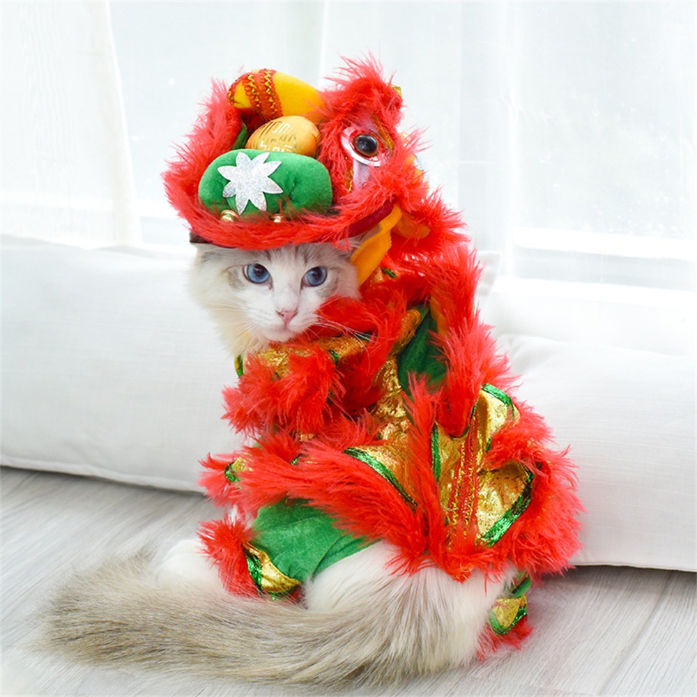 新年寵物衣服可愛舞獅衣服搞笑變身衣服新年角色扮演服裝小狗貓寵物吉娃娃哈巴狗服裝