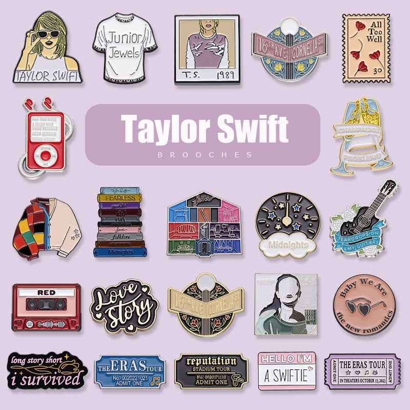 50 款 Taylor Swift 音樂胸針專輯封面琺瑯別針歌曲歌詞徽章時尚服裝背包配件粉絲禮物