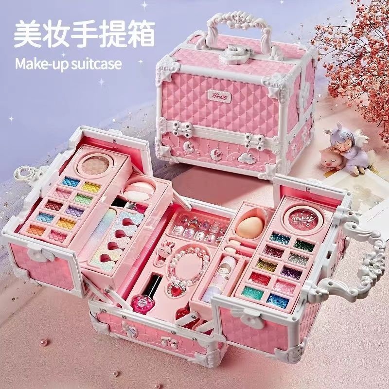 女孩兒童化妝箱彩妝盒玩具 化妝品套裝  女童生日禮物 小女生扮公主過家家 畫化妝專用