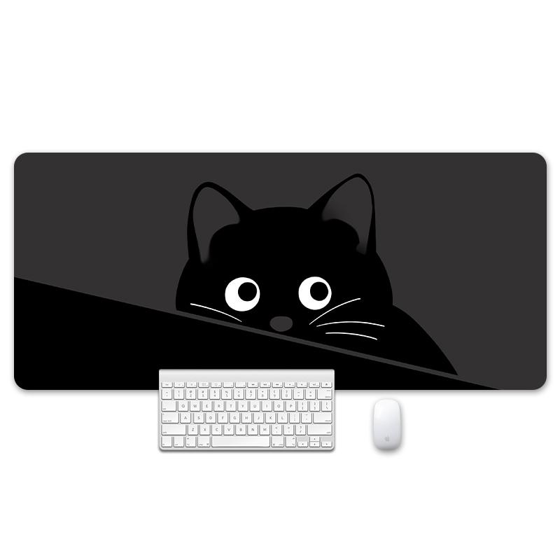 加大滑鼠墊 辦公桌墊 大滑鼠墊 卡通黑貓大號滑鼠墊女生辦公學習遊戲電腦鍵盤皮革書桌墊