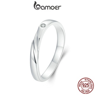Bamoer 925 純銀戒指天然簡約戒指時尚首飾禮物女士