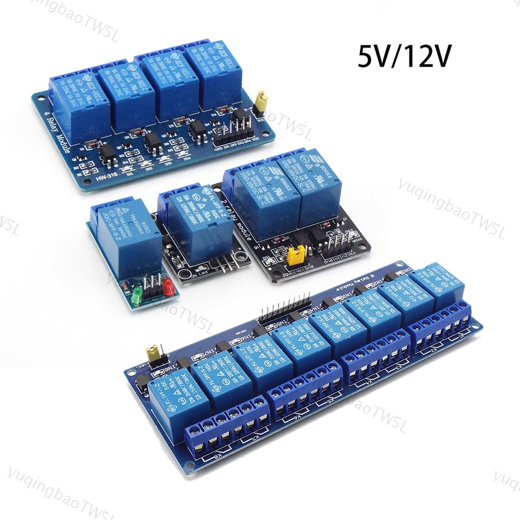 1ch 2ch 4ch 4ch 8ch DC 5V 12V 繼電器模塊板,帶光耦繼電器輸出模塊,適用於 Arduino