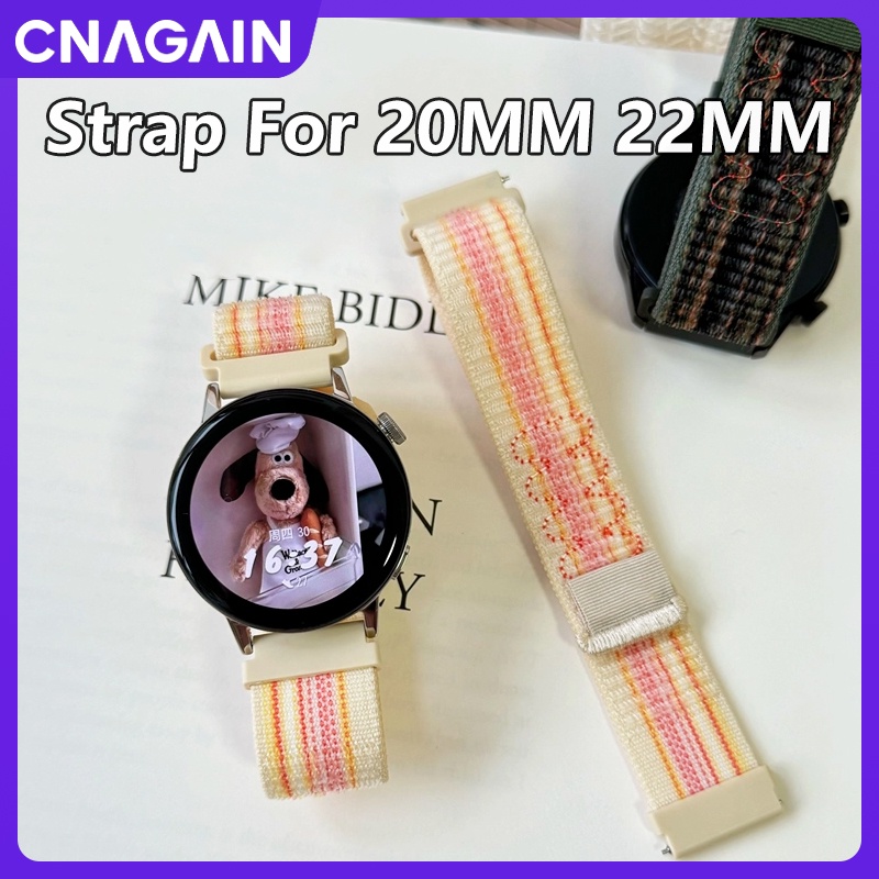 Cnagain 20MM 22MM 尼龍編織錶帶兼容 Galaxy Watch 6/5/4 44mm 40mm/經典,彈