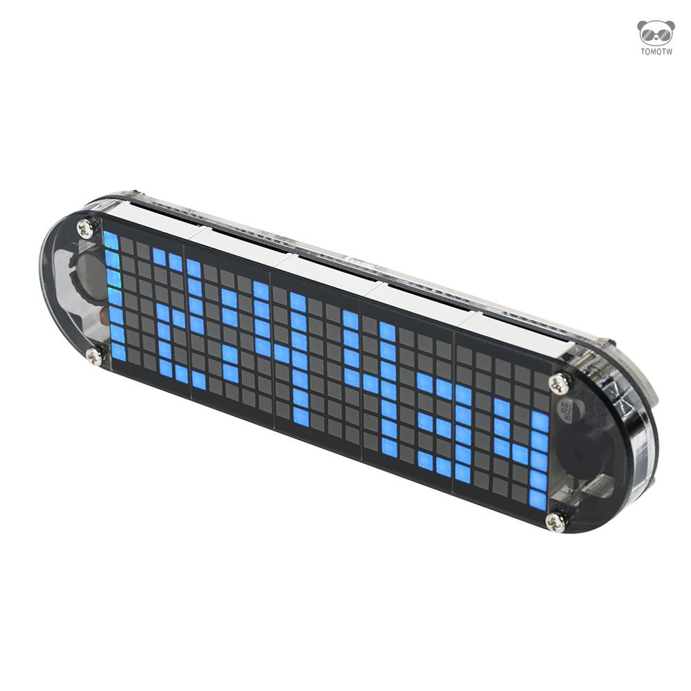 DS3231高精準DIY點陣時鐘套件 LED數字動畫時鐘 具有溫度/日期/聲控/定時提醒/觸控功能 透明外殼 藍色