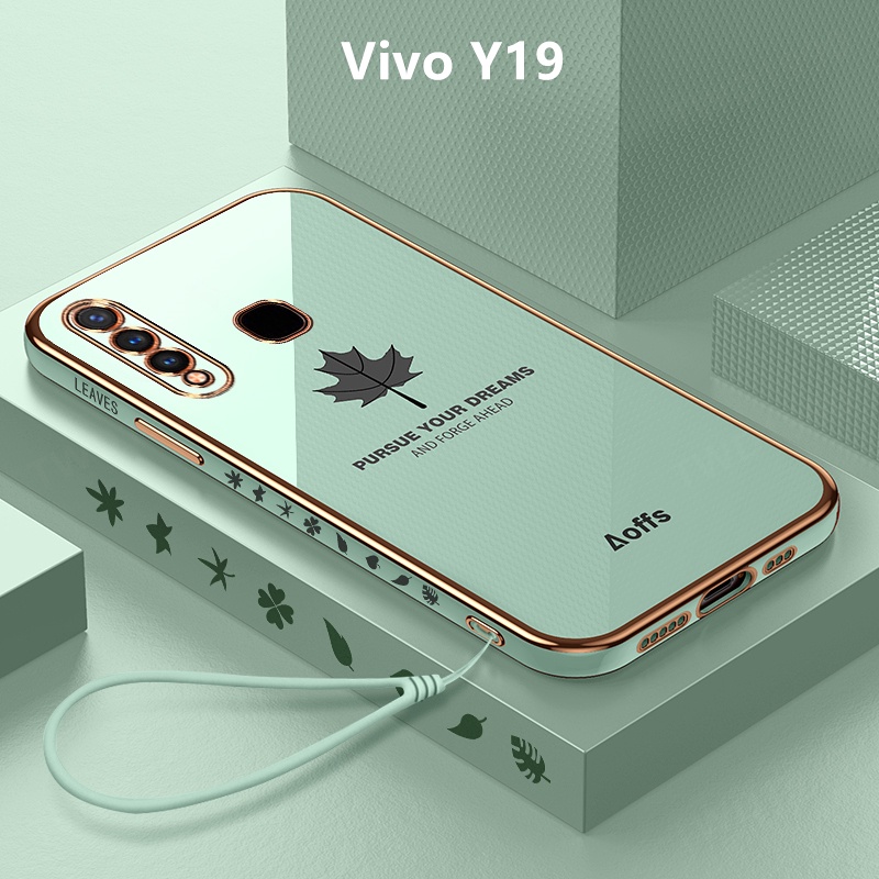 外殼 Vivo Y19 外殼楓葉電鍍蓋軟 TPU 手機殼 Vivo Y19