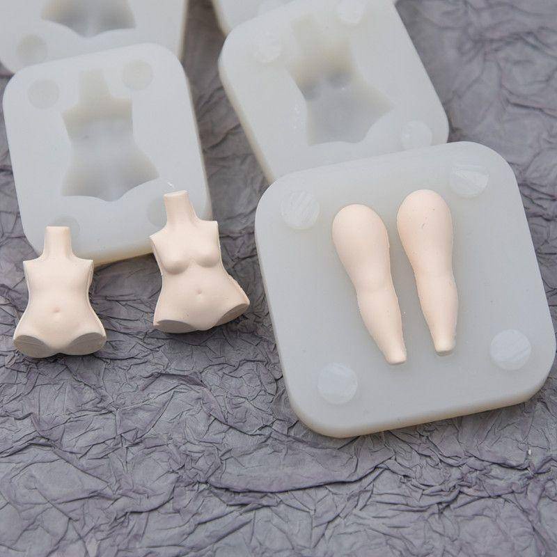 超輕 粘土 卡通Q版 身體矽膠模具 黏土身體模具 翻糖新女素體腿部模具