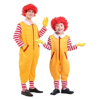 聖誕節 兒童成人 小丑服裝 小丑親子服飾裝扮 麥當勞爺爺 角色扮演服裝 假髮 套裝♣❃♗✠