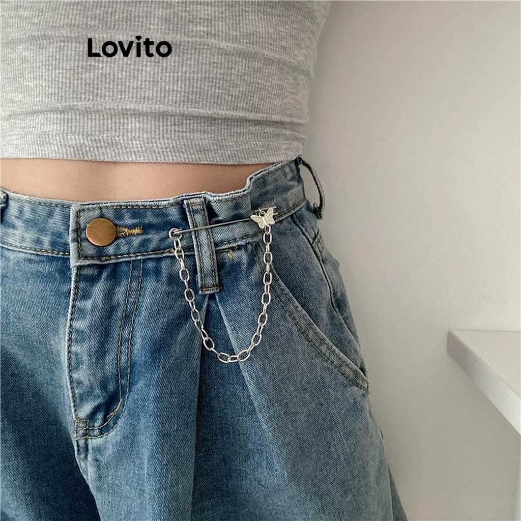 Lovito 女士休閒素色蝴蝶結鏈胸針 LFA08630 (銀色)