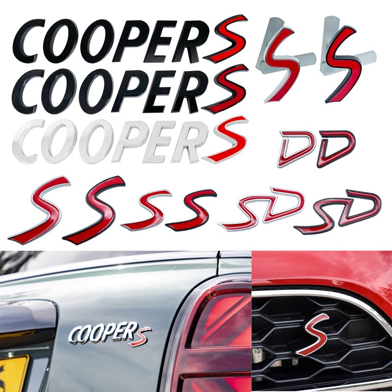 1 件 3D 金屬 S 標誌前格柵標誌 SD 徽章汽車後尾保險槓行李箱貼紙適用於 MINI Cooper S 標誌 F5