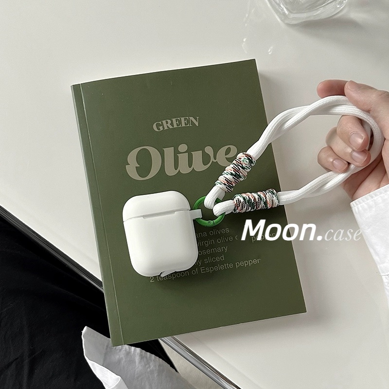 [Moon] 高級感白色Airpods pro耳機套掛繩適用蘋果Airpods3代軟殼新款pro2純色矽膠耳機保護殼