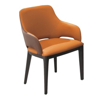 【HB460-05】羅蘭德實木餐椅(橘色/咖啡皮)(東部及桃園以南請另詢運費)