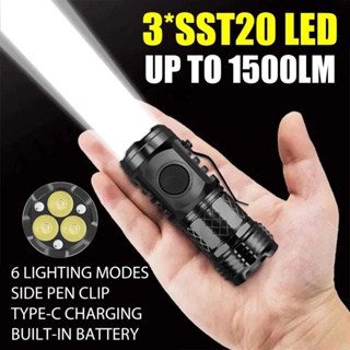 高品質 LED 手電筒 18350 超亮手電筒可充電 USB 燈防水,適合遠足露營