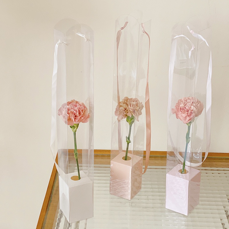 【現貨】【鮮花包裝】透明 PVC 單支花盒 手提鮮花盒 單支 鮮花包裝 蓄水管 花店用品 耗材