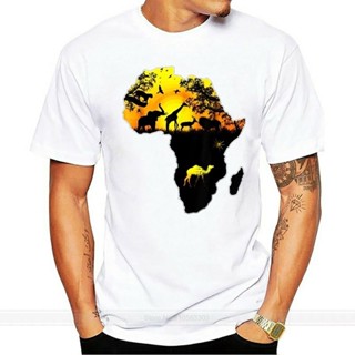 非洲薩凡納野生動物園野生動物非洲地圖時尚品牌 T 恤男士夏季印花休閒男士品牌定制 T 恤