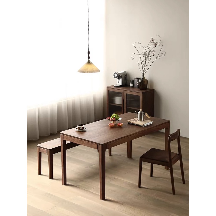 『Royal_Furniture』實木餐桌原木黑胡桃長方形書桌辦公桌櫻桃木日式北歐橡木輕奢長凳