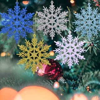 G_christmas * 6 件 10 厘米 DIY 人造閃光雪花掛飾聖誕樹裝飾