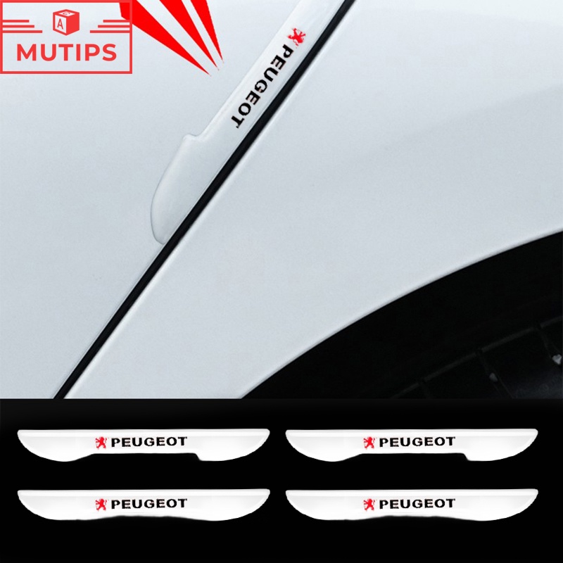 標致4件車門防撞條把手後視鏡保險槓透明保護貼紙用於Peugeot 206 208 207 508 408