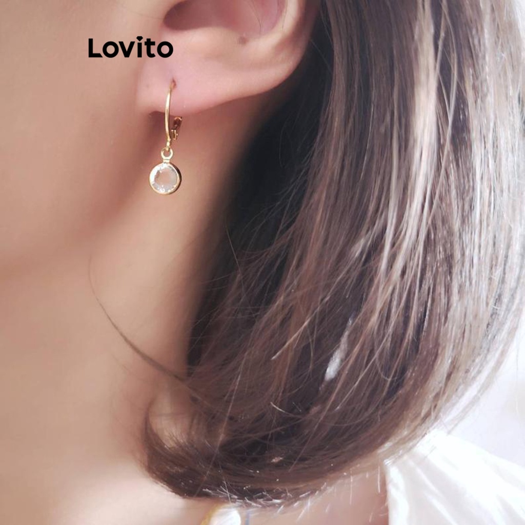 Lovito 優雅素色基本款女士耳環 LFA04036 (金色)