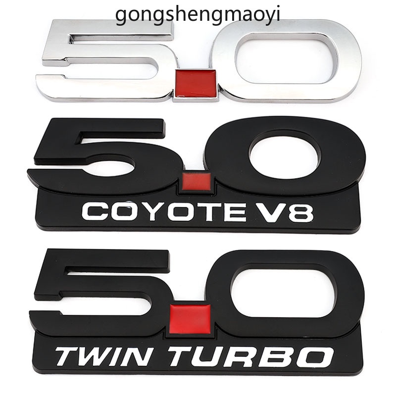 汽車貼紙改裝 5.0 裝飾前罩格柵標誌徽章後行李箱貼花適用於福特野馬 5.0 Coyote V8 TWIN 造型