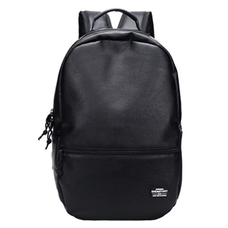 PU皮質男士後背包 大容量旅行包背包 大學生書包 素色後背包