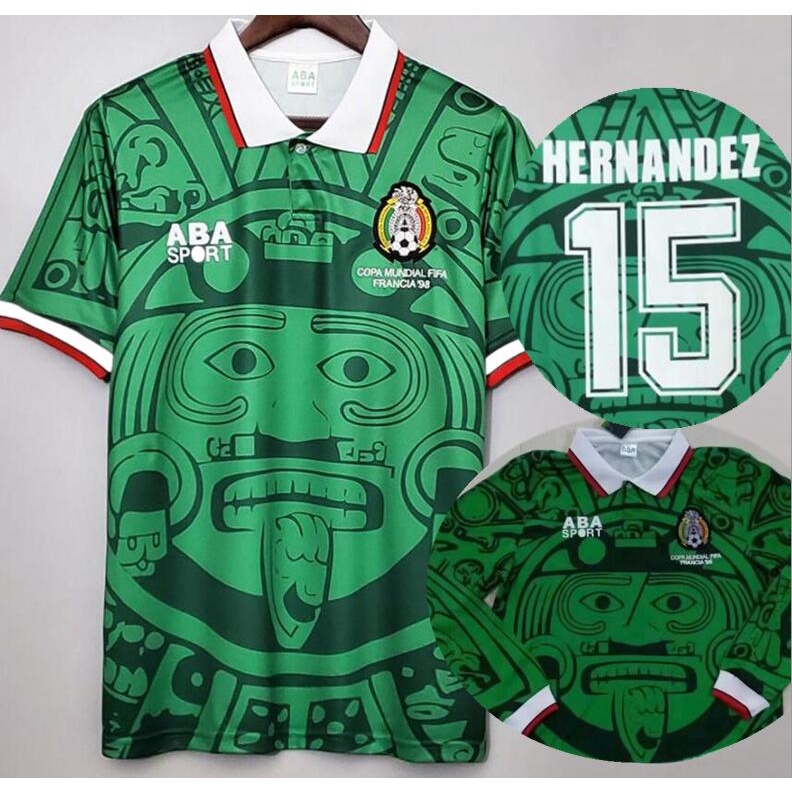 1998 年墨西哥主場復古足球球衣足球球衣長袖