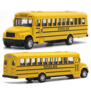 合金回力校巴車模型，14CM美式學校巴士玩具大巴車模！