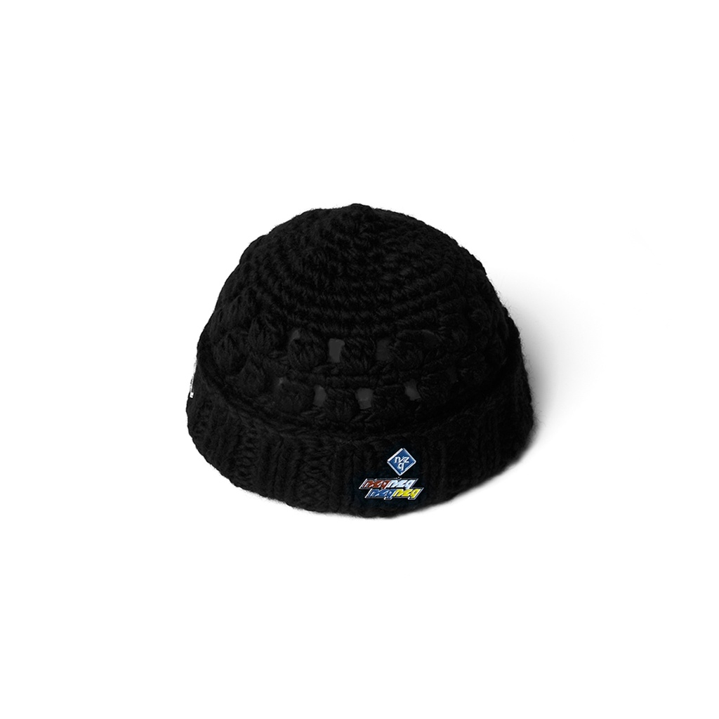 Nozzle Quiz Crochet Beanie (3Pins) 黑色 羊毛粗針織毛帽 帽子 毛帽 【ACS】