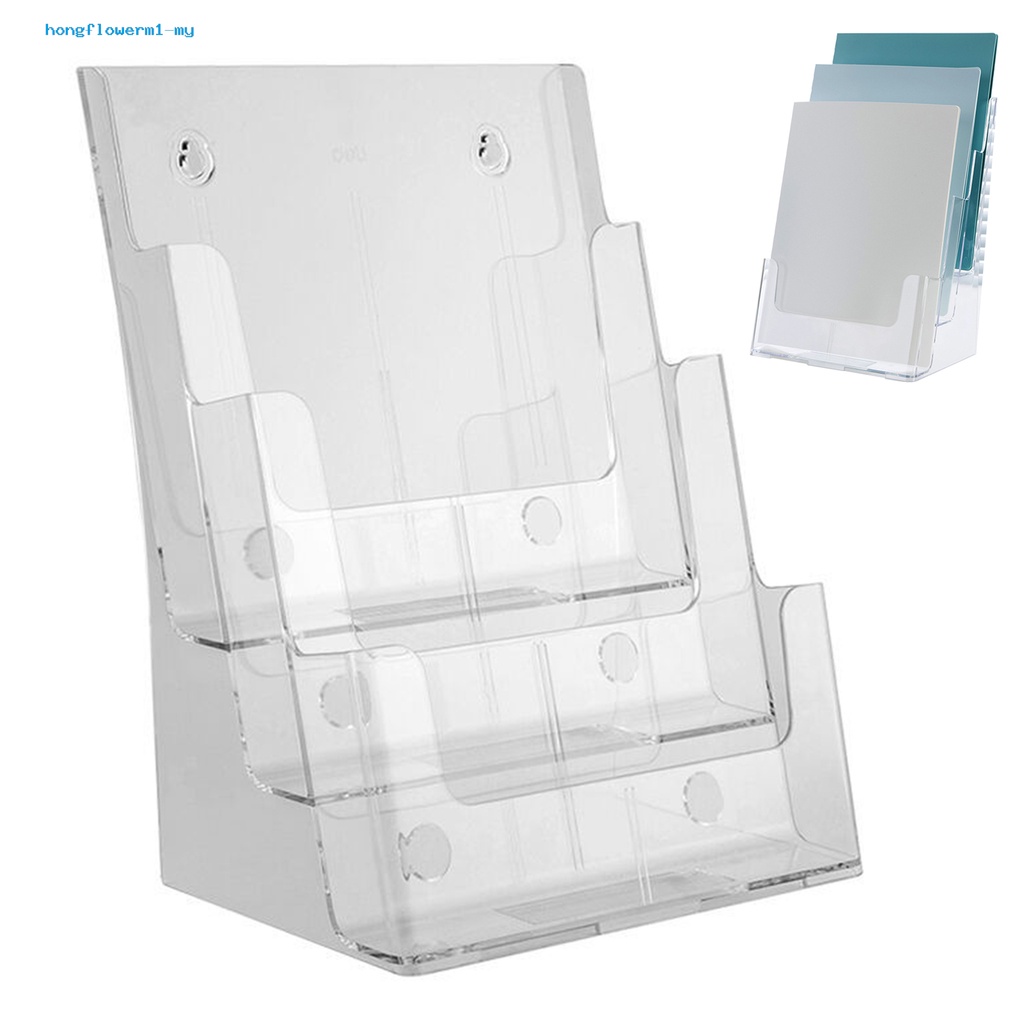 Hongflowerm-亞克力小冊子架 3 層 A4 尺寸透明壁掛式檯面整理器傳單小冊子文件雜誌文學展示家用