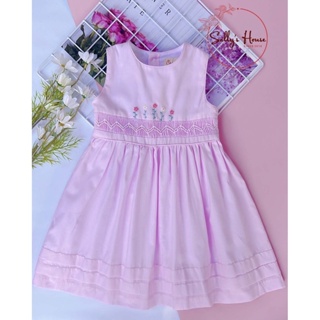 嬰兒刺繡手連衣裙,嬰兒粉色手工刺繡連衣裙,柔軟棉質連衣裙,女孩粉色連衣裙