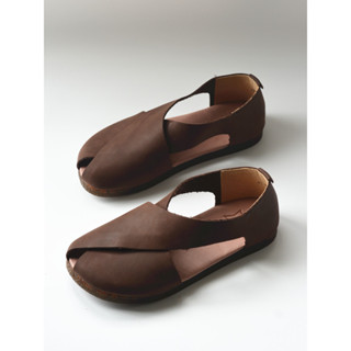 牛皮森系手工舒適平底交叉帶復古女鞋魚嘴百搭羅馬涼拖真皮SUNDAYSHOES TA五 2502
