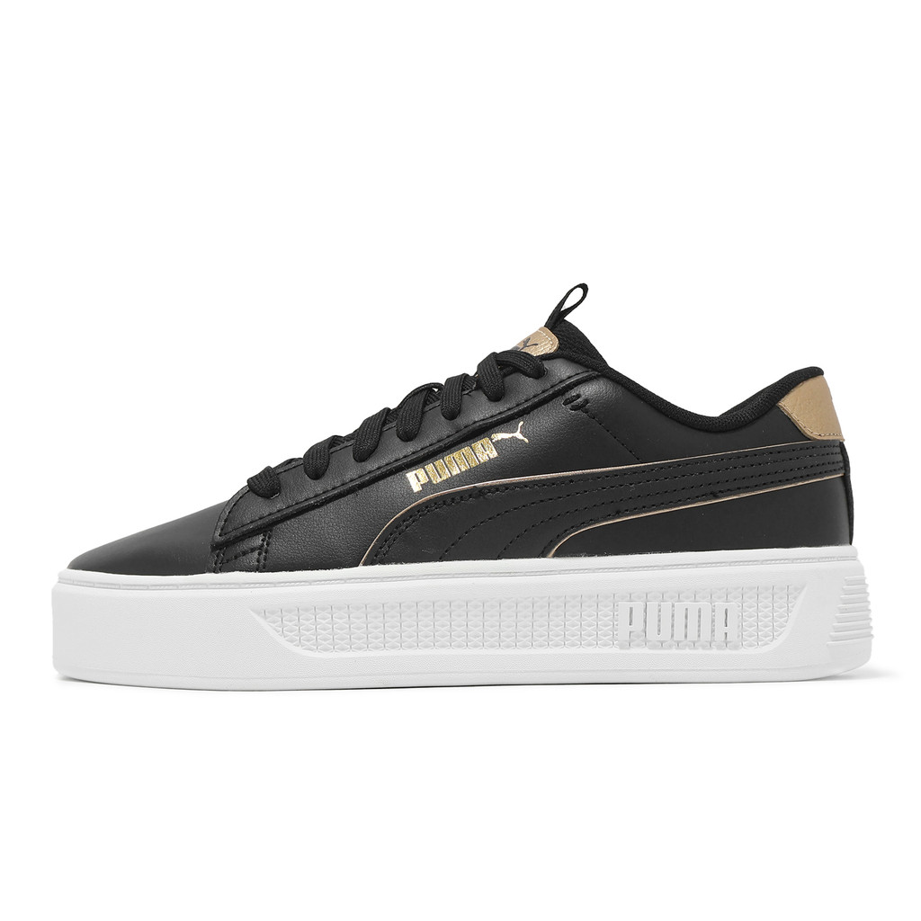 Puma 休閒鞋 Smash Platform V3 Pop Up 女鞋 黑 金 運動鞋 [ACS] 39250401