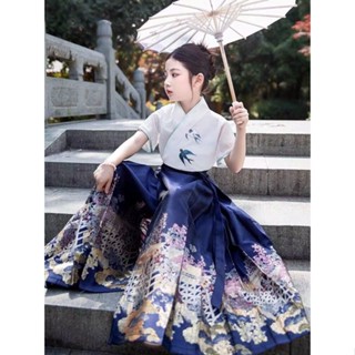 【特價】馬面裙 童裝 兒童馬面裙 漢服女童馬面裙套裝國風兒童小女孩古裝高階半身裙夏款