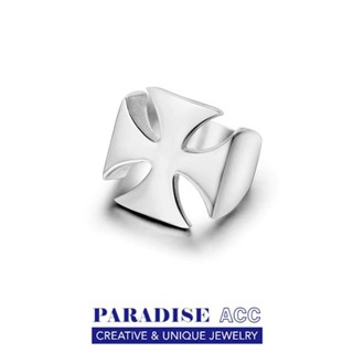 PARADISE 最高品質 平滑 光面 十字架 鈦鋼 寬版戒指 指環 個性 朋克 316L 不掉色不過敏 復古