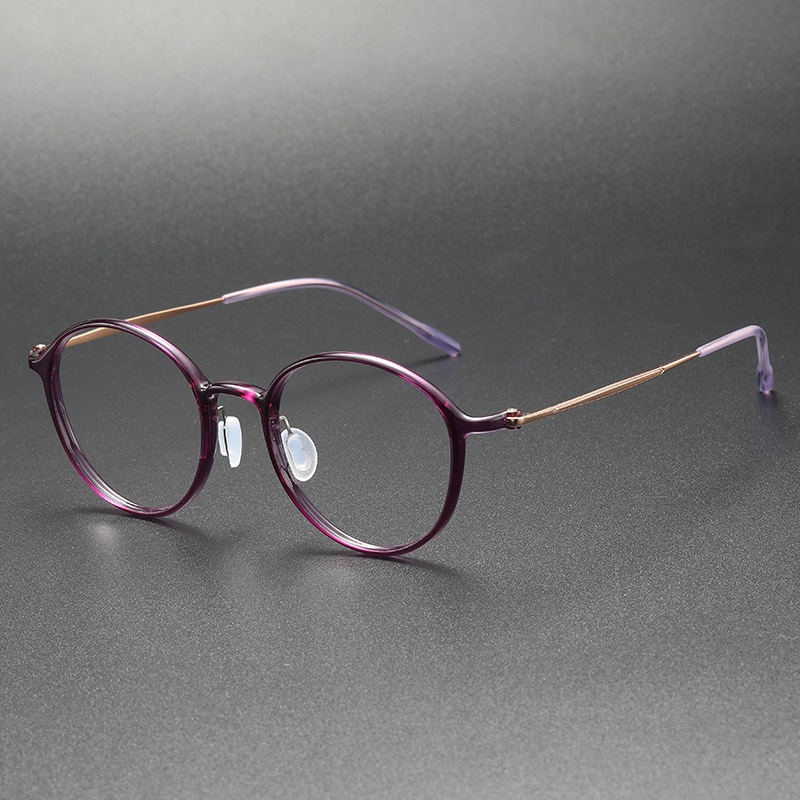 【TOTU眼鏡】超輕7.5克 近視眼鏡架純鈦復古橢圓框8634可配防藍光 韓國塑鋼眼鏡框 寬度140mm
