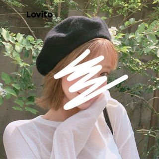 Lovito 女士休閒素色基本款帽子 LFA01047 (黑色)