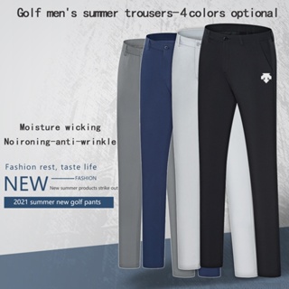 DESCENTE 夏季 高爾夫男士長褲 GOLF 免燙 速乾 彈力 戶外運動褲子 服裝 11520