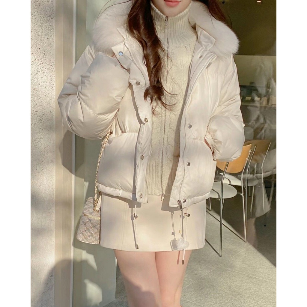 【韓國連線】Apm設計師款 高質感狐狸毛領短版羽絨外套  短版羽絨外套 保暖羽絨外套 羽絨外套 女性外套