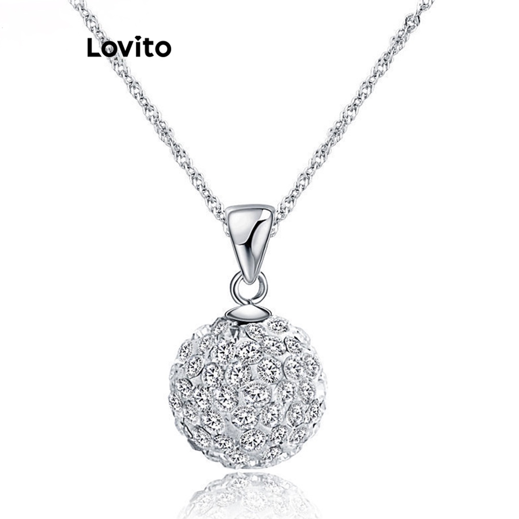 Lovito 女用休閒素色水鑽項鍊 LFA05103 (銀色)