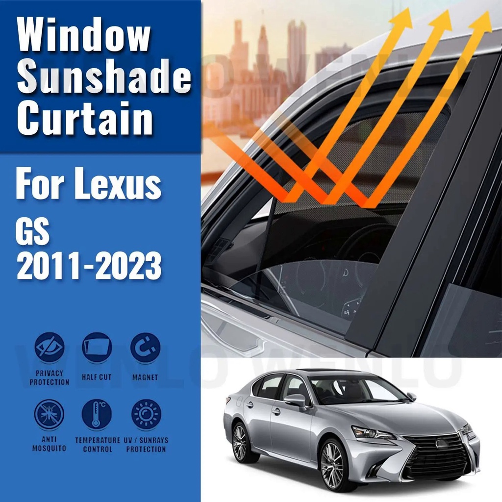適用於雷克薩斯 GS300/GS350 2011-2023 磁性汽車遮陽罩前擋風玻璃框架窗簾後側窗遮陽板