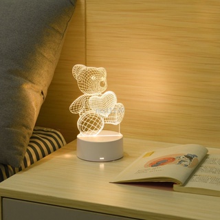 【台灣精選】3D充電小夜燈 創意禮品 兒童房卧室 床頭七彩光 溫馨氛圍 亞克力小台燈