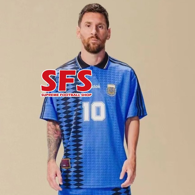 【FS】頂級品質 1994 阿根廷復古足球球衣 T 恤運動球衣寬鬆球迷版 S-2XL