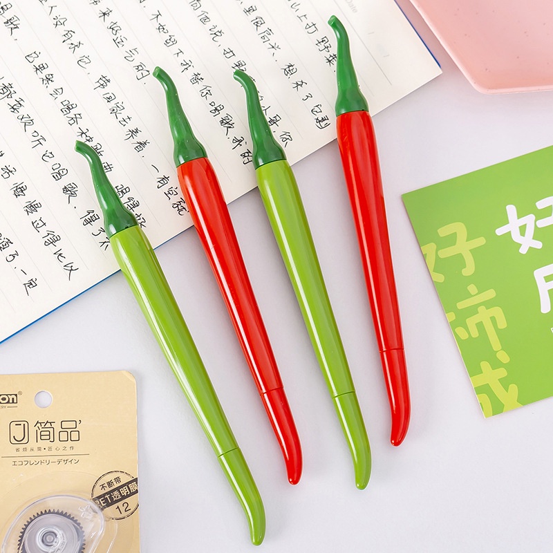 1支創意紅綠辣椒中性筆0.5mm異形蔬菜中性筆學生聖誕獎品文具學習辦公用品