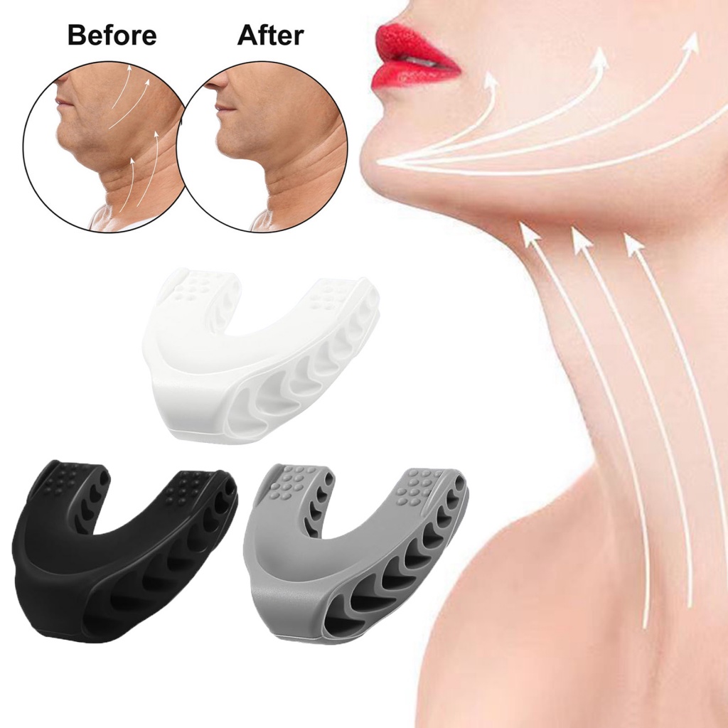 咬肌瘦臉工具 3 件男士下頜線鍛煉器女士矽膠訓練器帶 3 阻力改善下巴臉頰骨專業咬肌訓練器