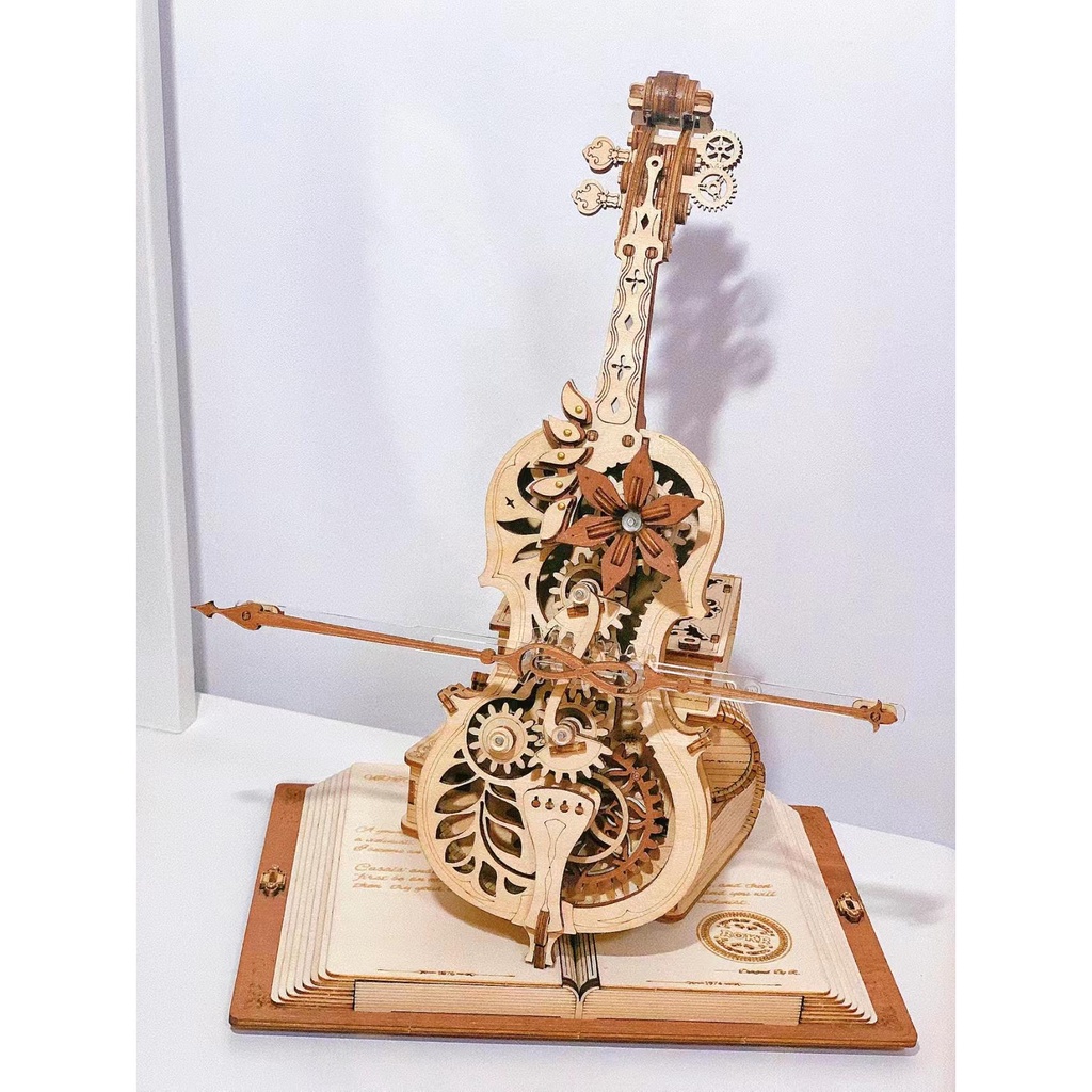 若客秘境大提琴音樂盒八音盒diy手工3d立體木質拚裝模型禮物玩具