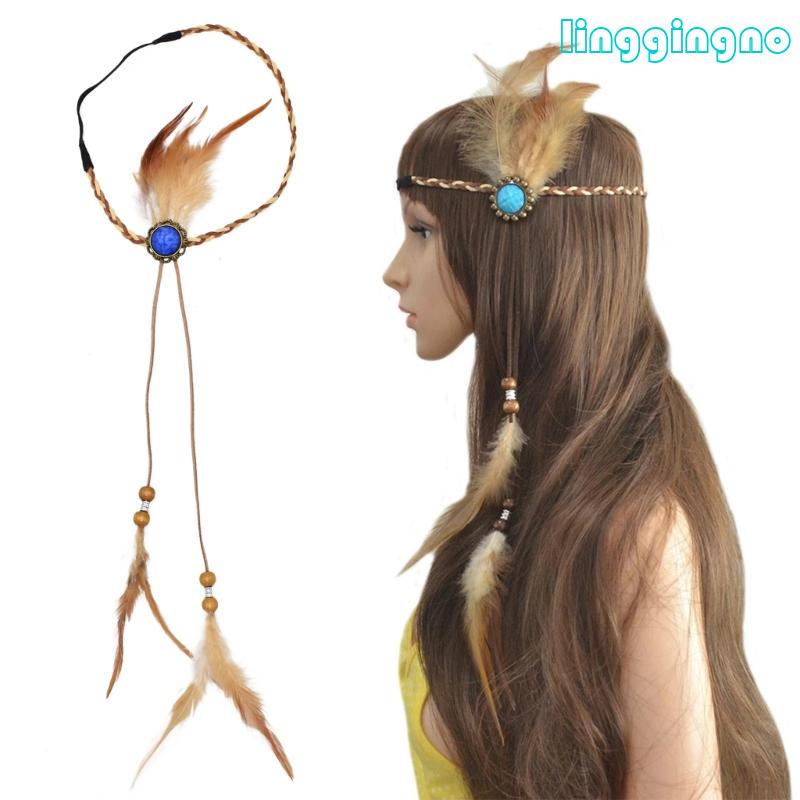 Rr 美國原住民頭飾 Boho Feathers 頭帶印度頭飾羽毛頭飾 Boho 頭飾 Hippie Jewelry