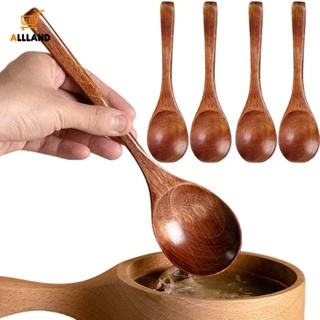 長柄木製茶匙可重複使用咖啡牛奶攪拌勺迷你調味品湯勺廚房餐具