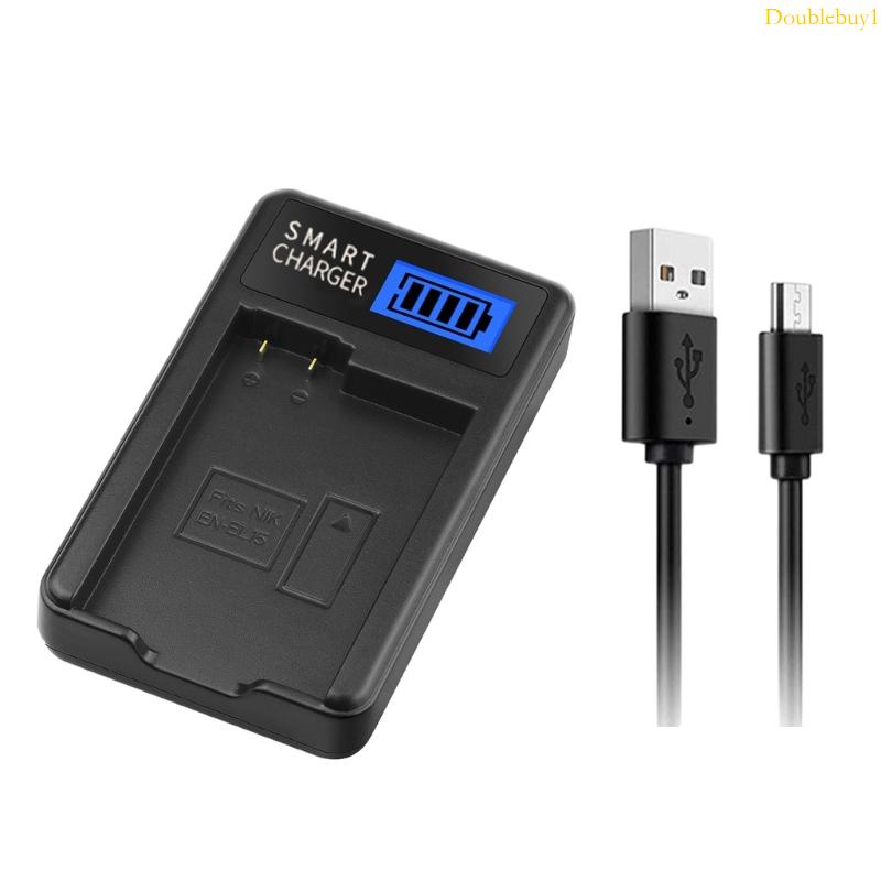 Dou EN-EL15 LCD USB 相機電池單充電器充電底座適用於 D500 D600 D610 D7000 D71